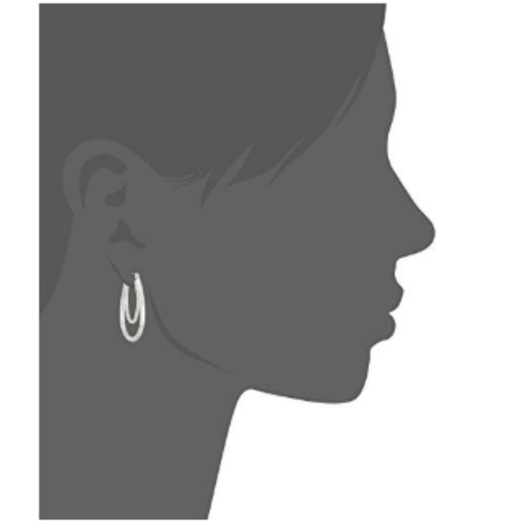 Women's Silver Double Hoop Earrings - Picture 3 of 5